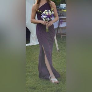 Bridesmaids Dress: David’s Bridal One Shoulder with Lace Inset